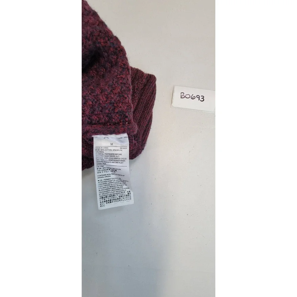 Banana Republic Burgundy‎ Textured Mock Neck Button Up Sweater Mens Medium